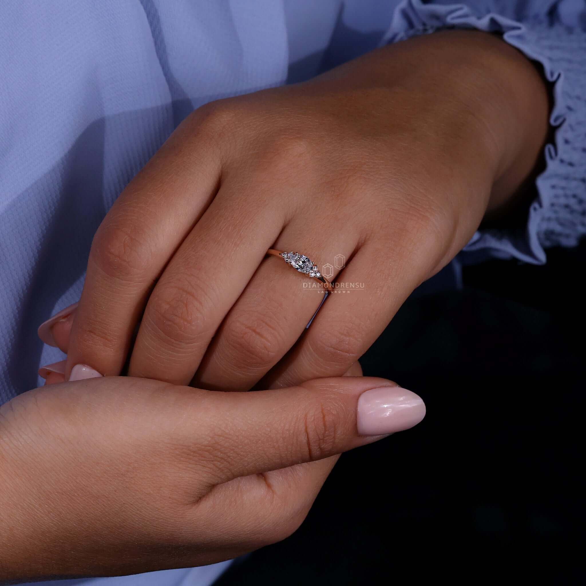 0.50 to 1.50 CT Oval Lab Grown Diamond Muse Engagement Ring