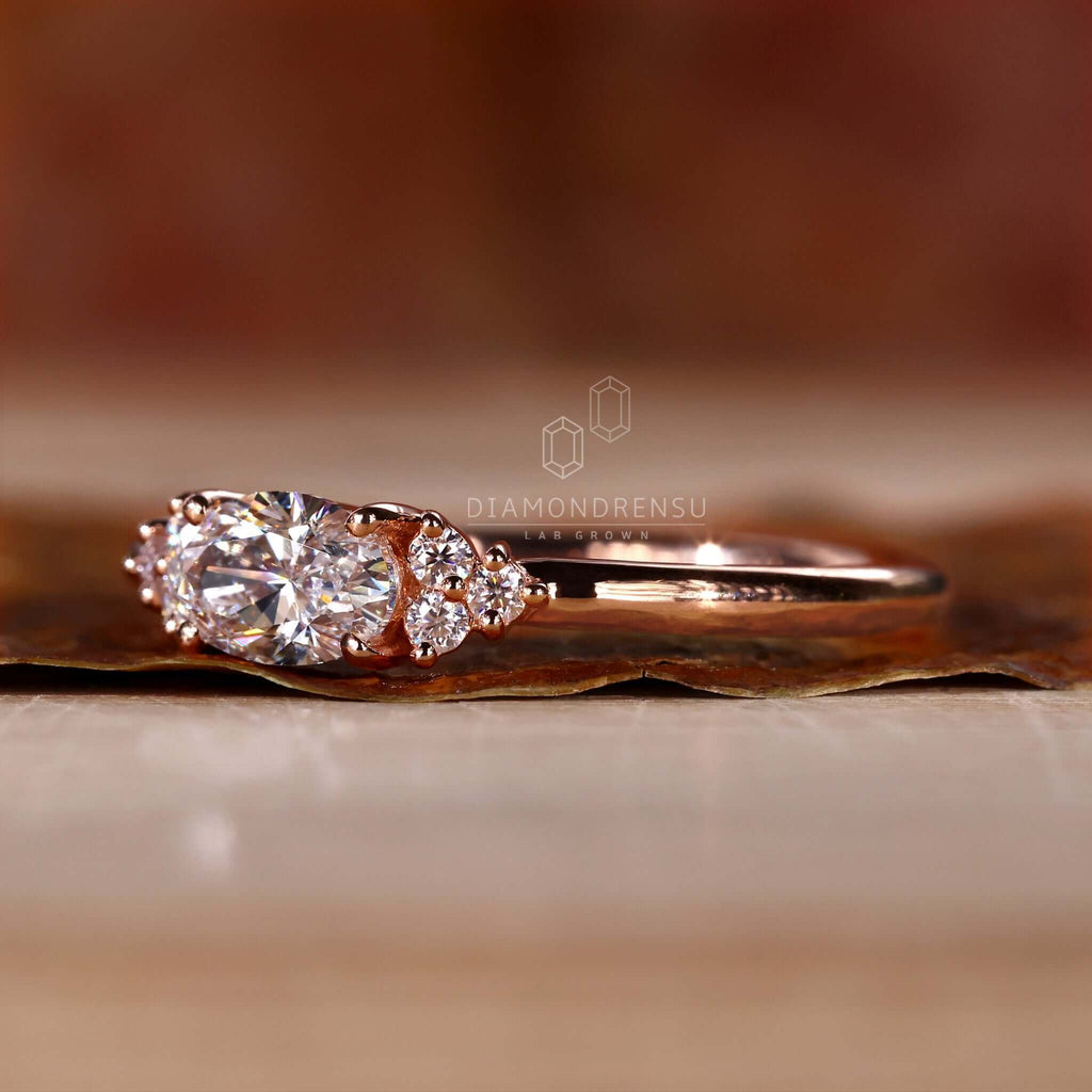 0.50 to 1.50 CT Oval Lab Grown Diamond Muse Engagement Ring
