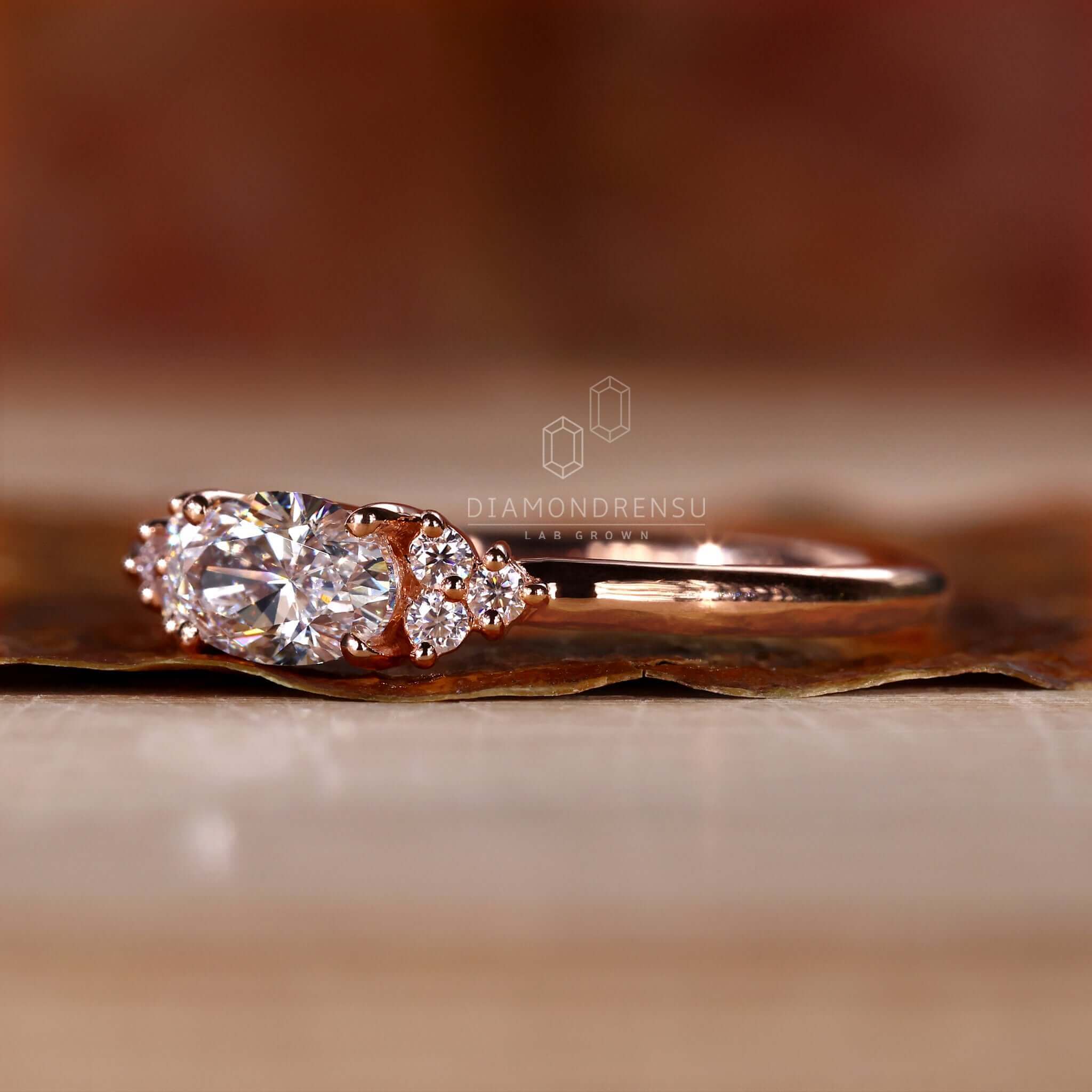 0.50 to 1.50 CT Oval Lab Grown Diamond Muse Engagement Ring