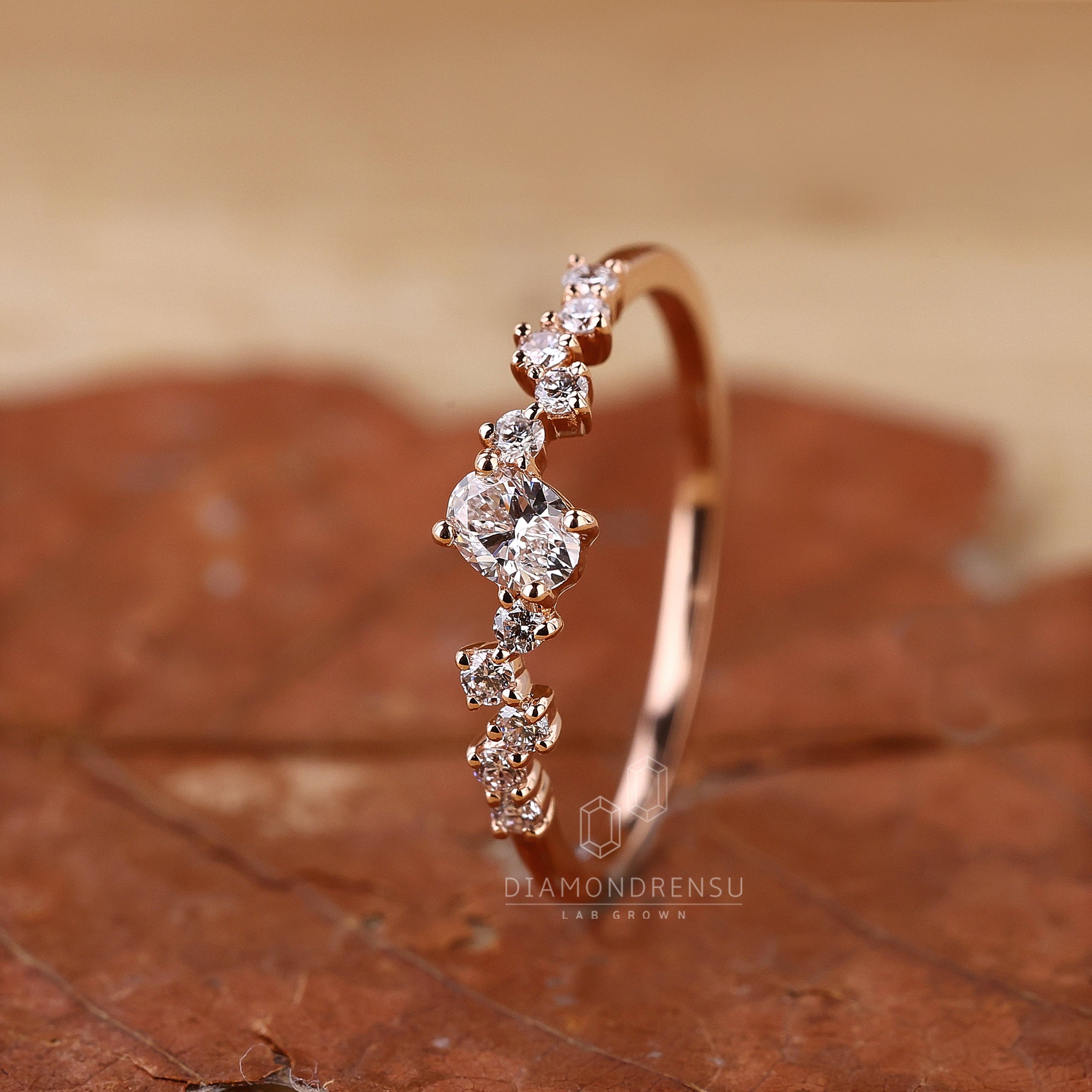 Emerald and Pear Cut Lab Grown Diamond Engagement Ring for Her