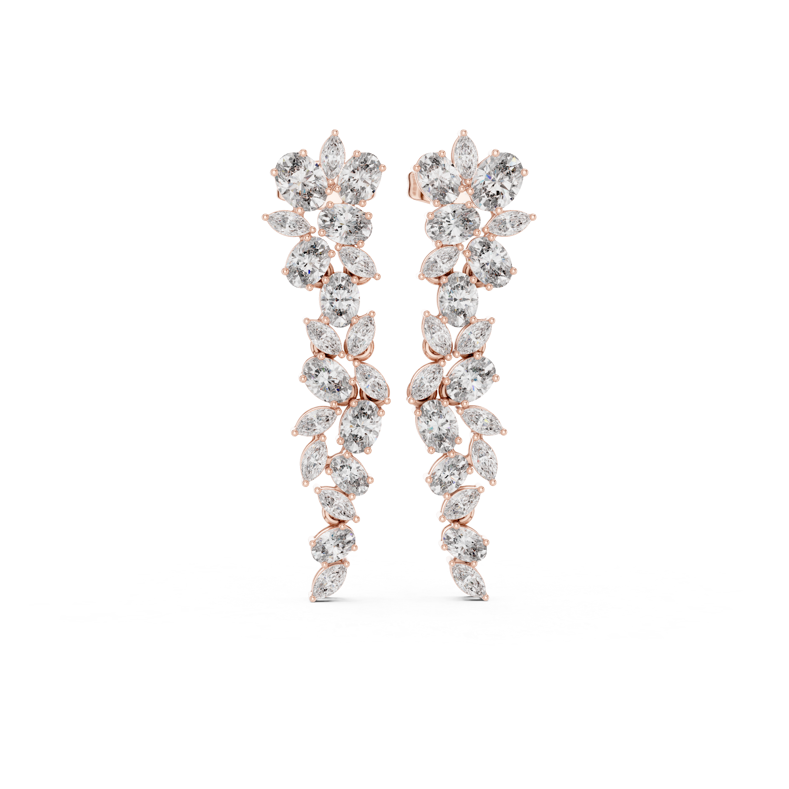 Nature-Inspired Marquise & Oval Diamond Drop Earrings