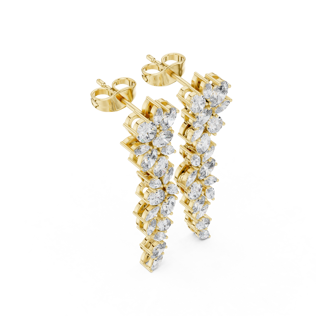 Nature-Inspired Marquise & Oval Diamond Drop Earrings