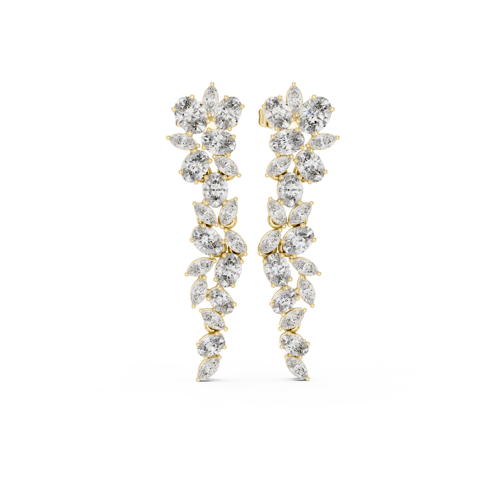 Nature-Inspired Marquise & Oval Diamond Drop Earrings