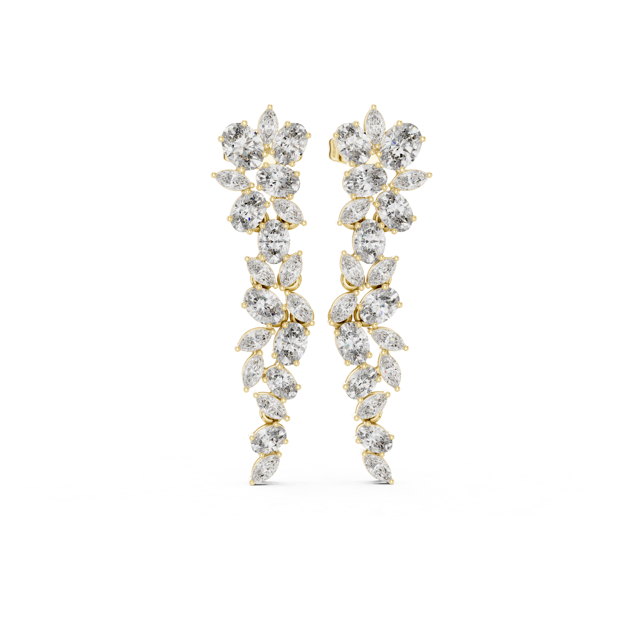 Nature-Inspired Marquise & Oval Diamond Drop Earrings