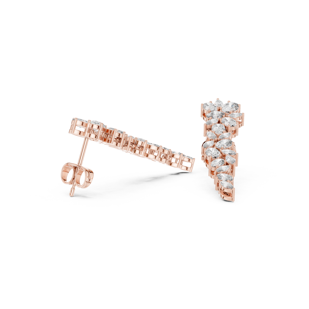 Nature-Inspired Marquise & Oval Diamond Drop Earrings