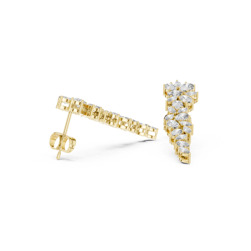 Nature-Inspired Marquise & Oval Diamond Drop Earrings