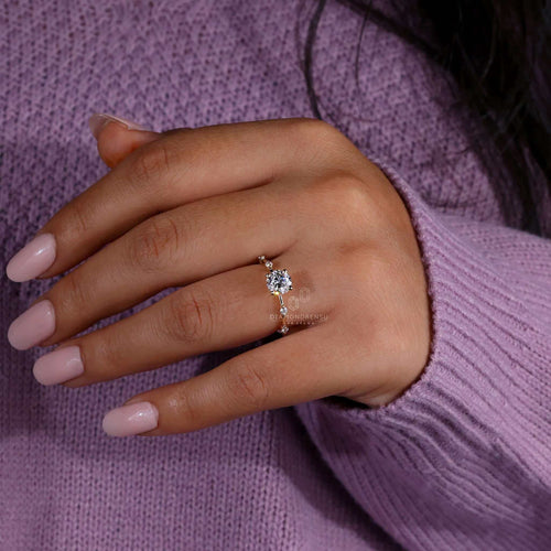 0.50 to 3.0 CT Round Lab Grown Diamond Distance Pave Ring