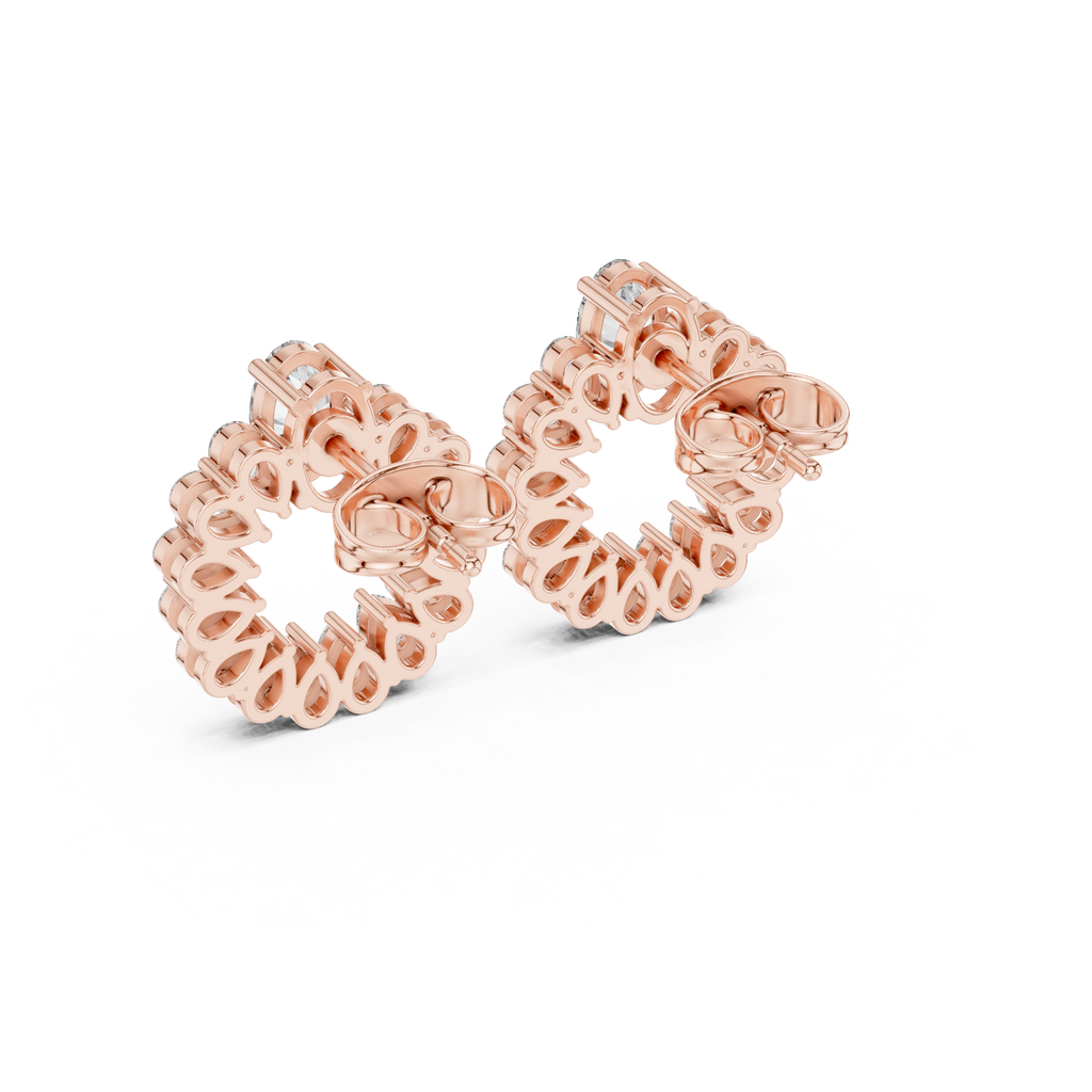 Pear Diamond Open Circle Stud Earrings