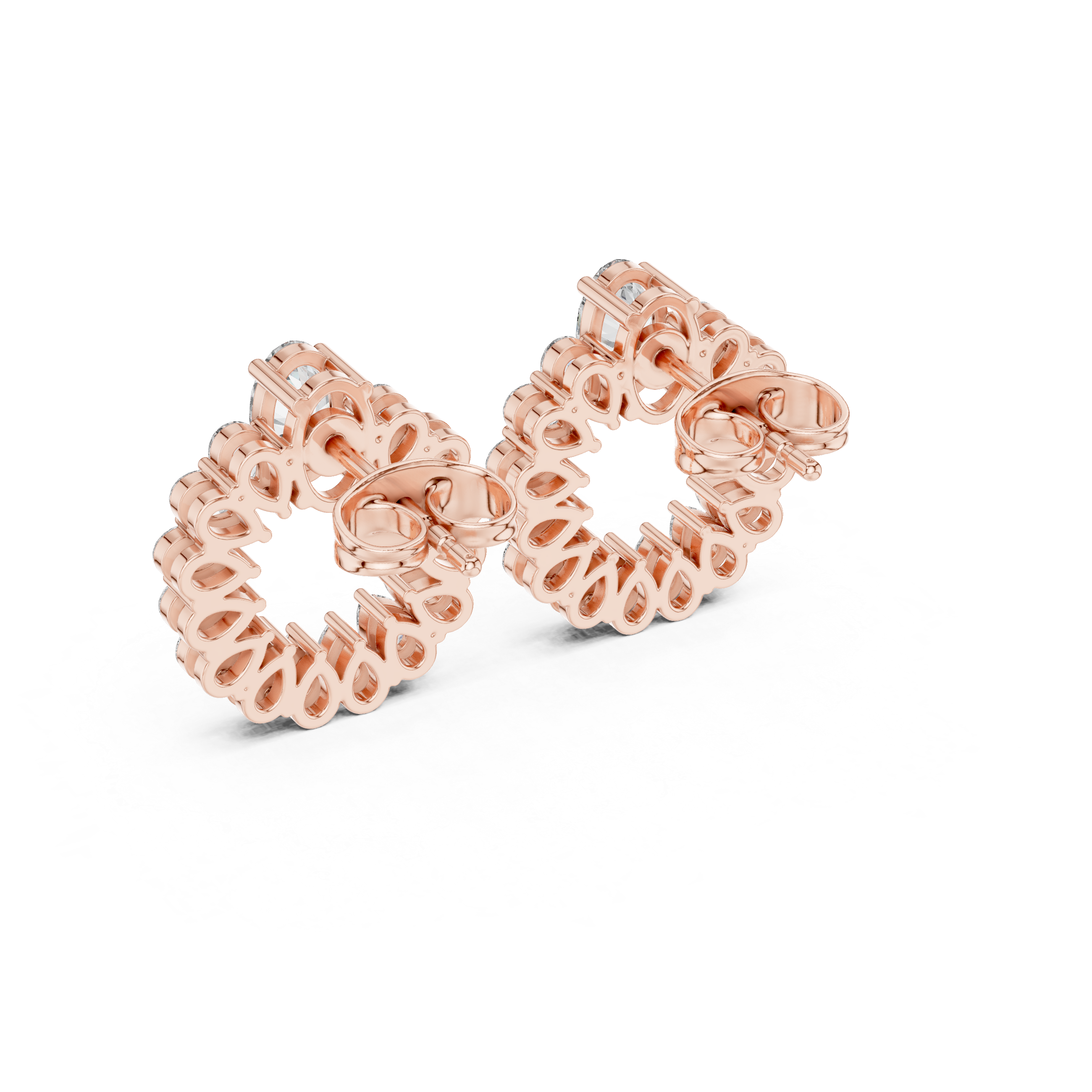 Pear Diamond Open Circle Stud Earrings