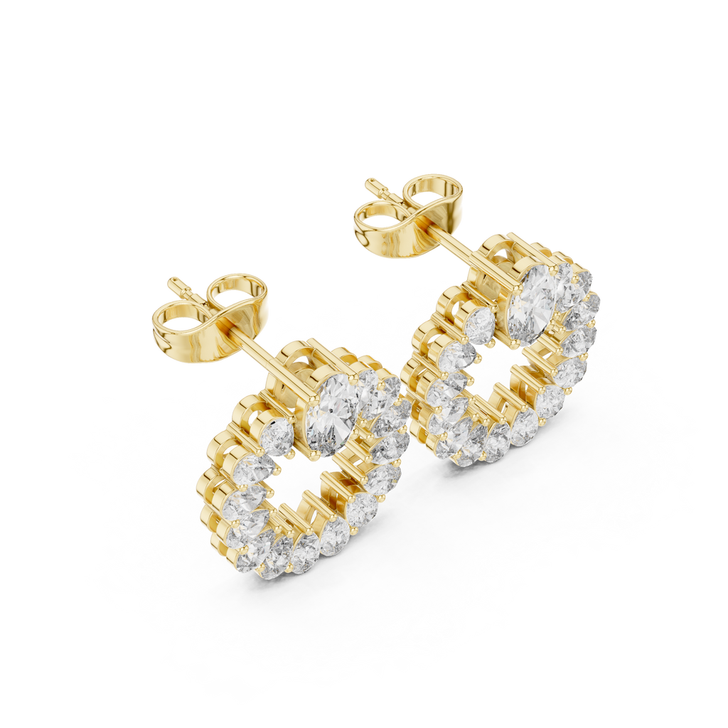 Pear Diamond Open Circle Stud Earrings