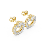 Pear Diamond Open Circle Stud Earrings