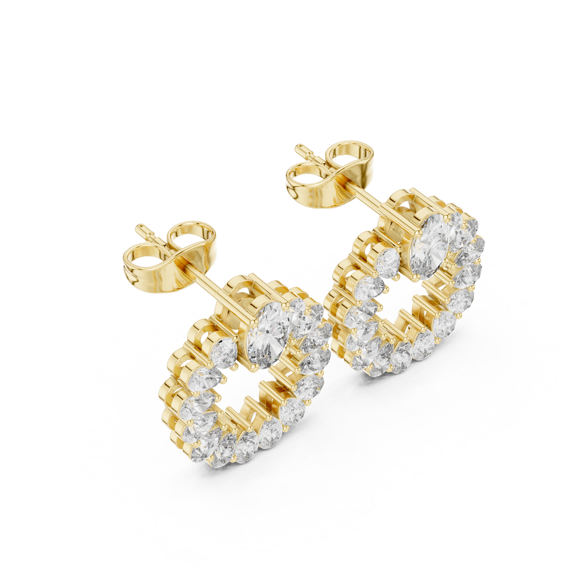 Pear Diamond Open Circle Stud Earrings, extra angle — Jewelix Atelier