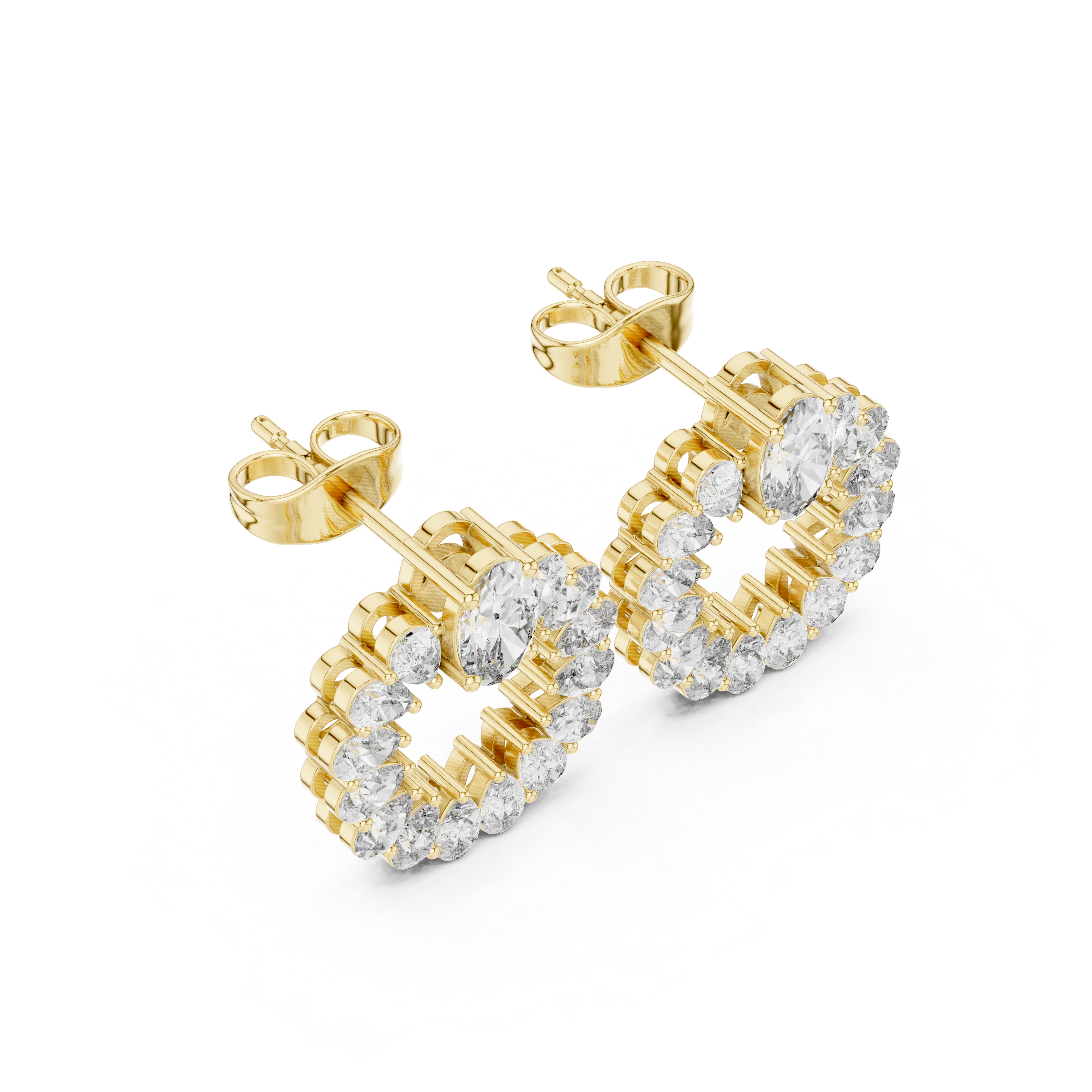 Pear Diamond Open Circle Stud Earrings