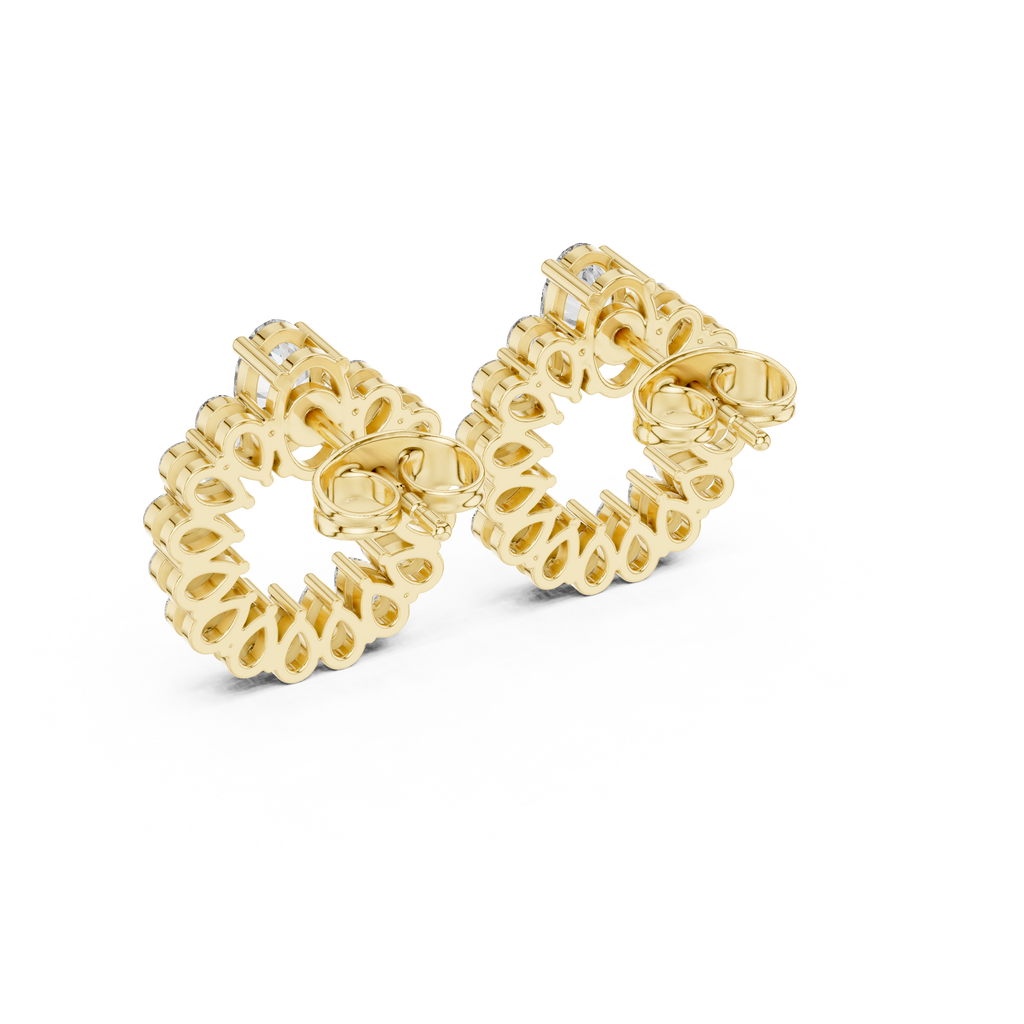 Pear Diamond Open Circle Stud Earrings