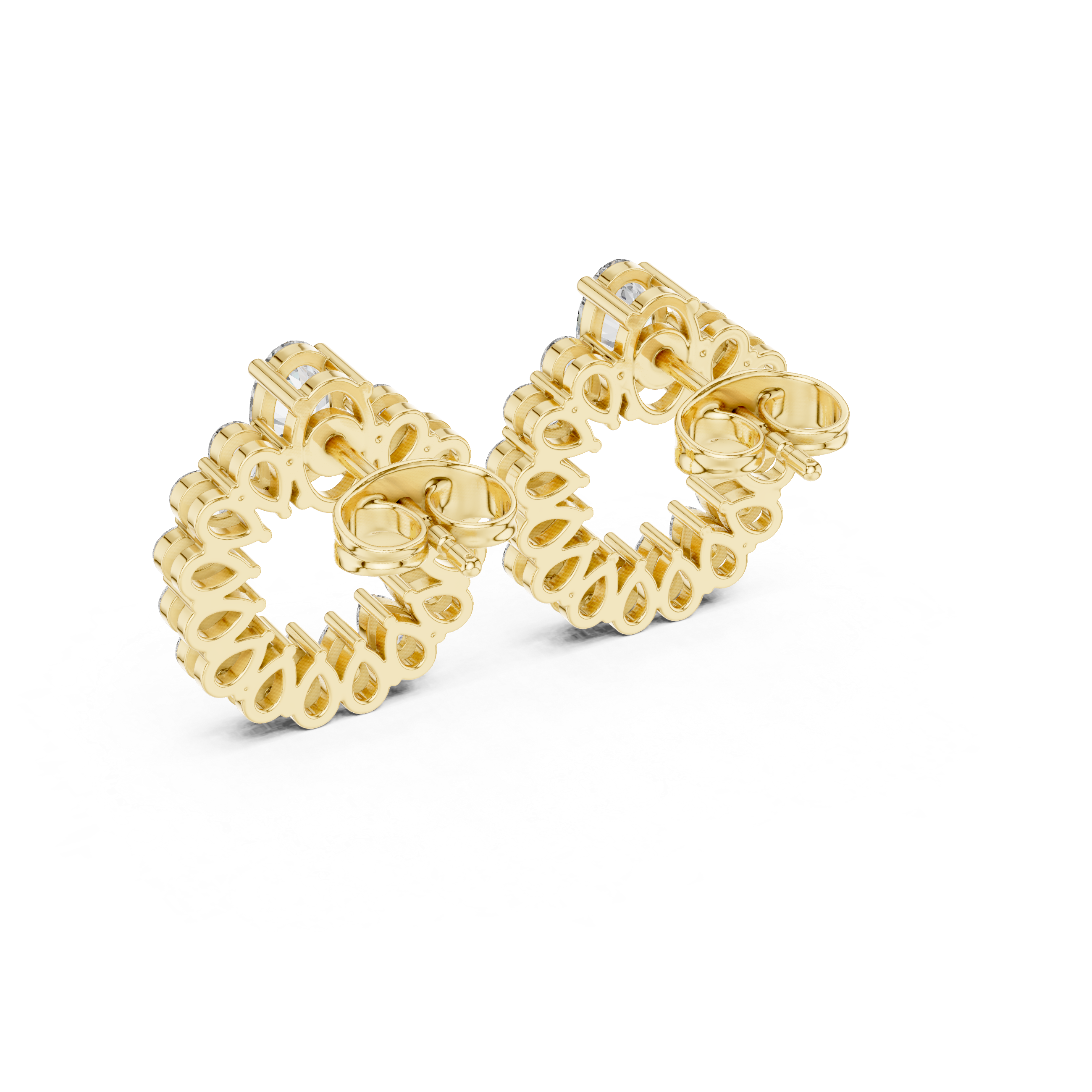 Pear Diamond Open Circle Stud Earrings