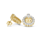 Pear Diamond Open Circle Stud Earrings