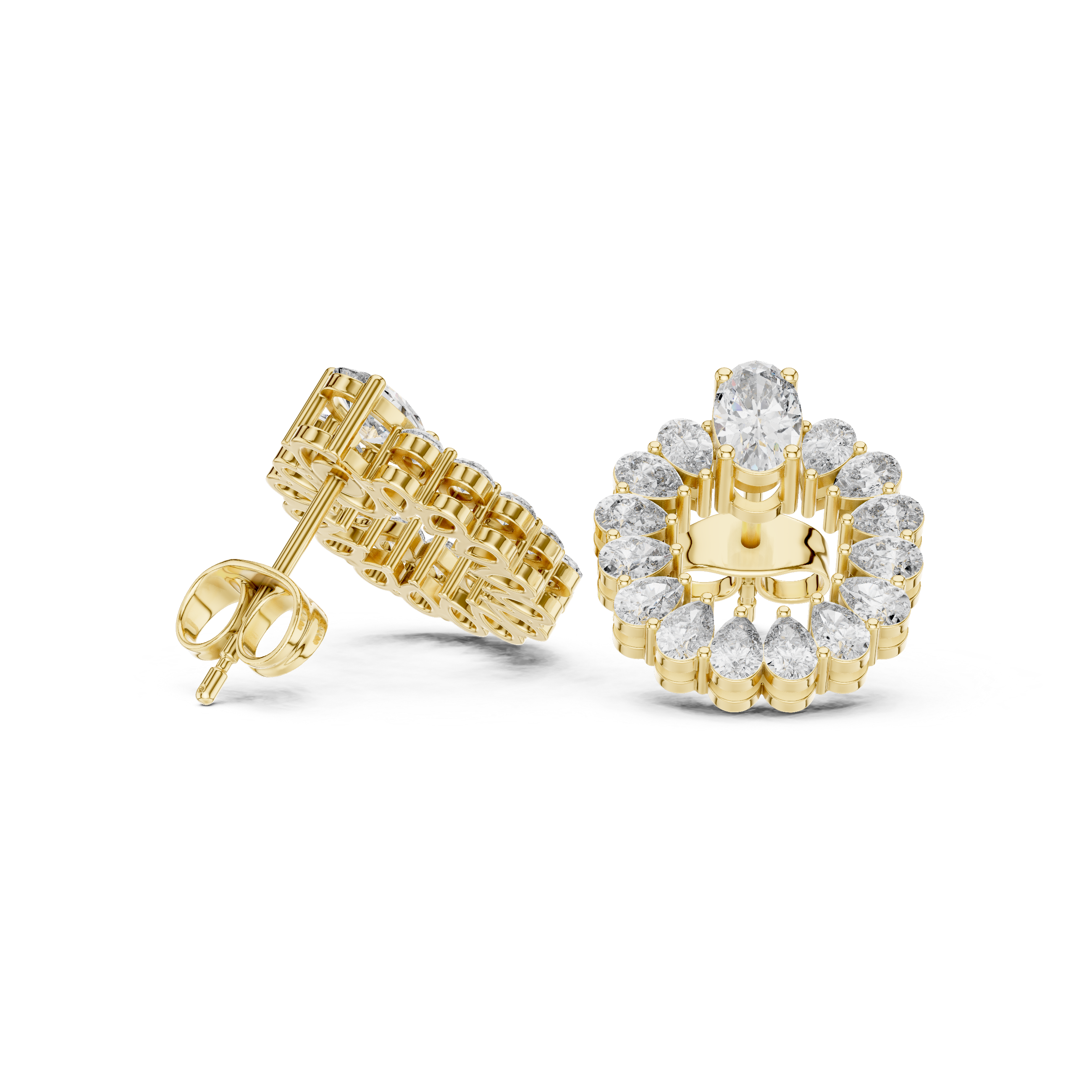 Pear Diamond Open Circle Stud Earrings