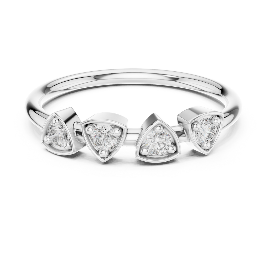 Four Stone Diamond Promise Ring in Sterling Silver