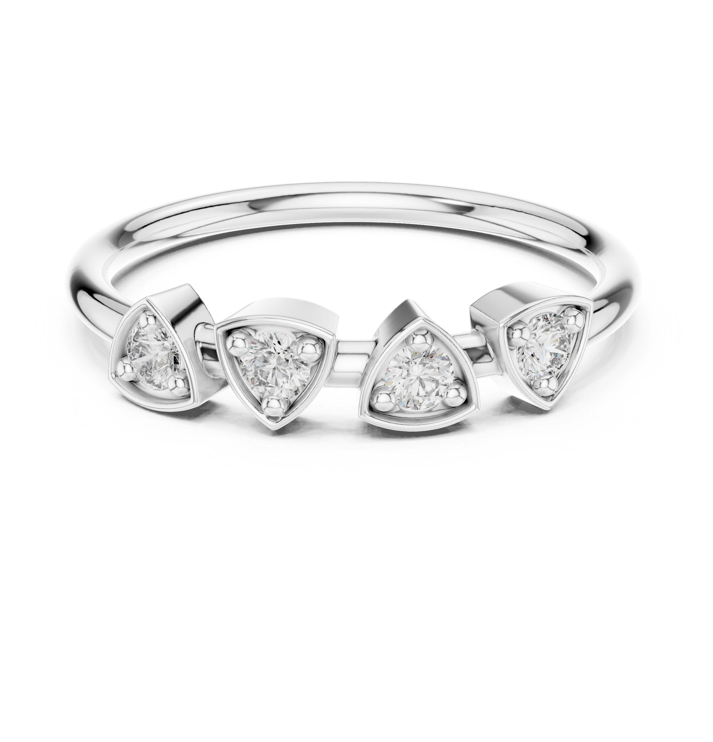 Four Stone Diamond Promise Ring in Sterling Silver