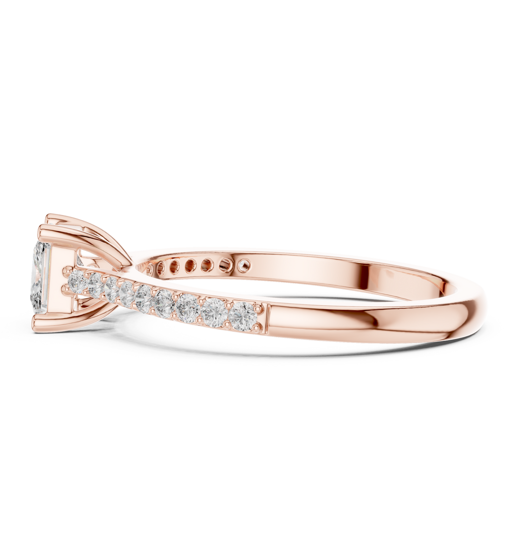 Princess Cut Diamond Engagement Ring with Pavé Band