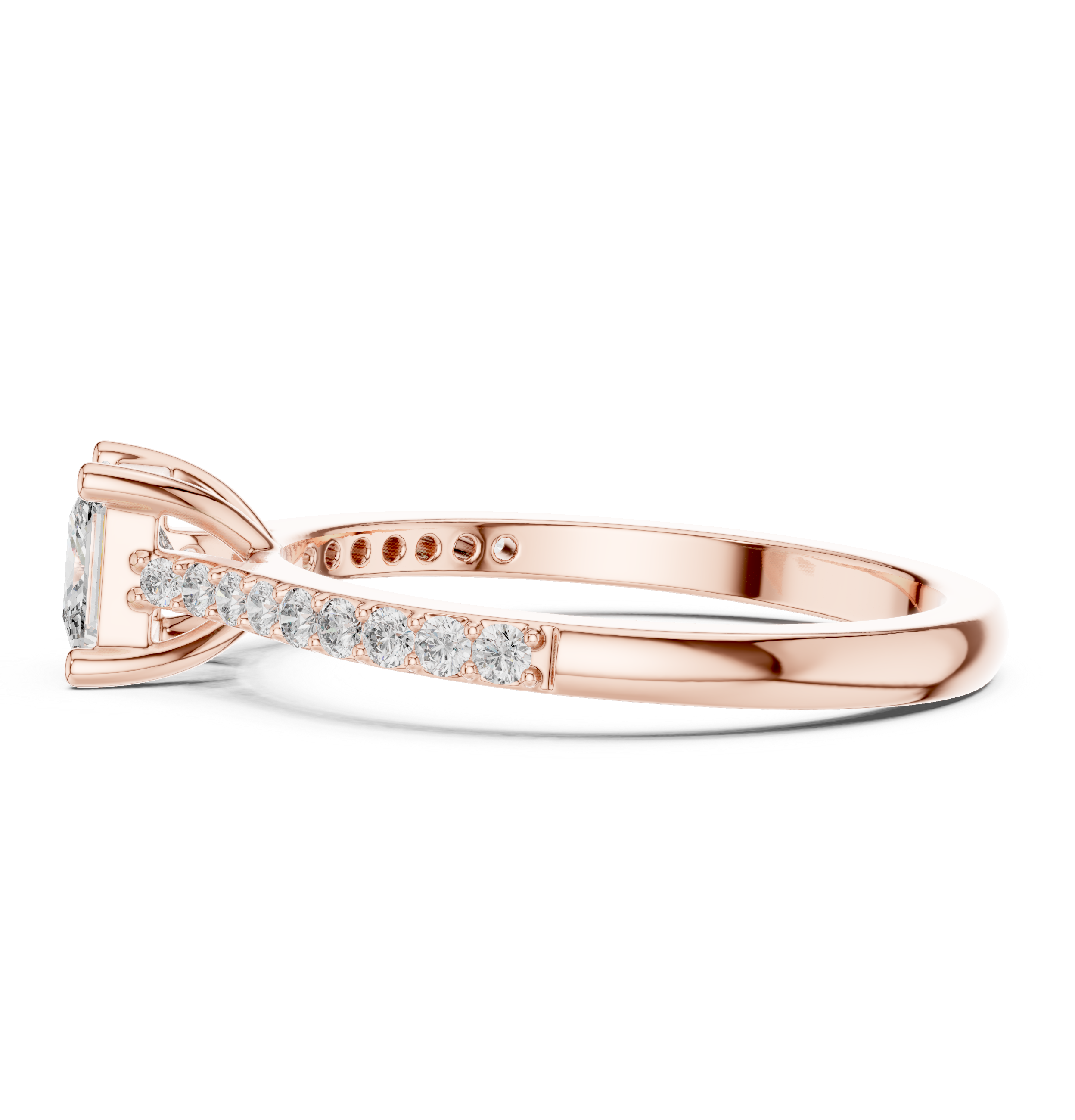 Princess Cut Diamond Engagement Ring with Pavé Band