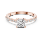 Princess Cut Diamond Engagement Ring with Pavé Band