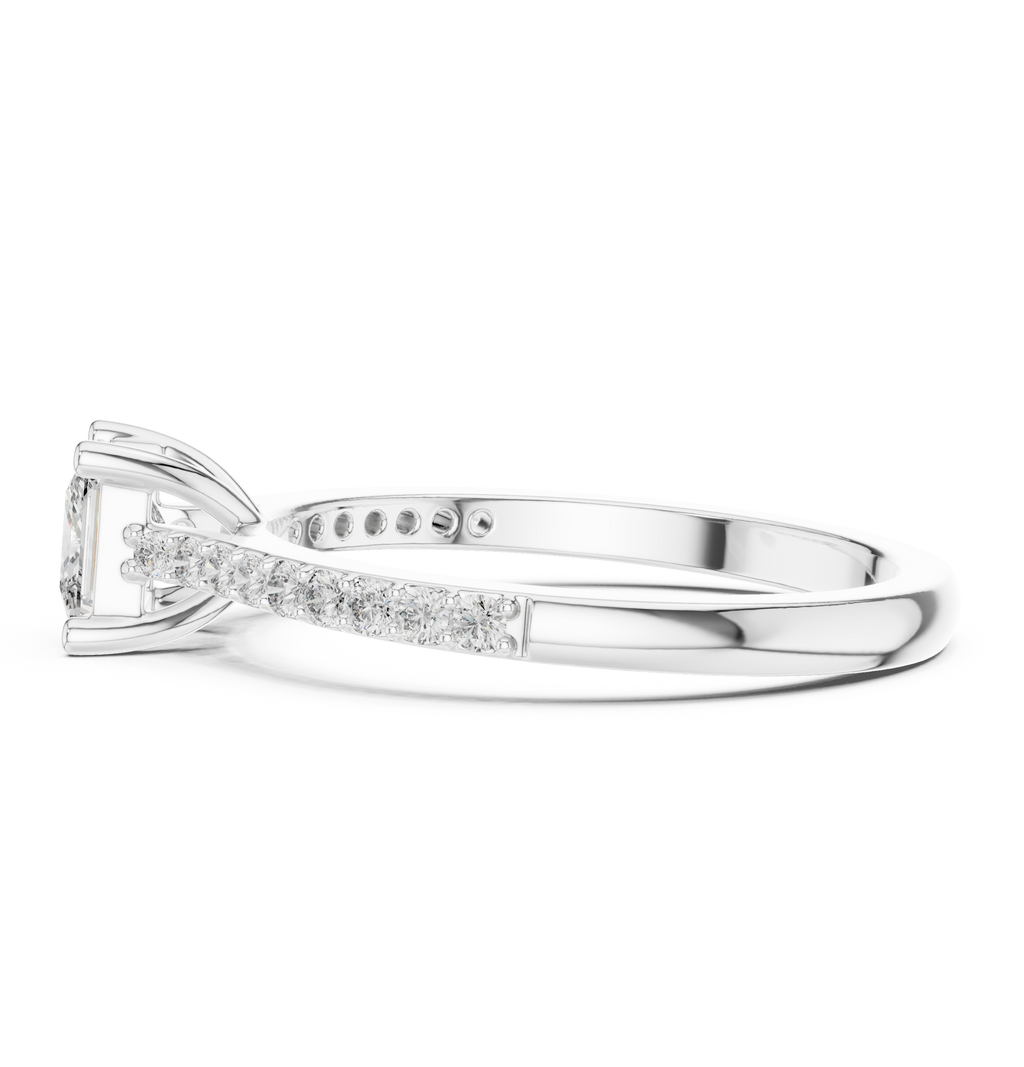 Princess Cut Diamond Engagement Ring with Pavé Band