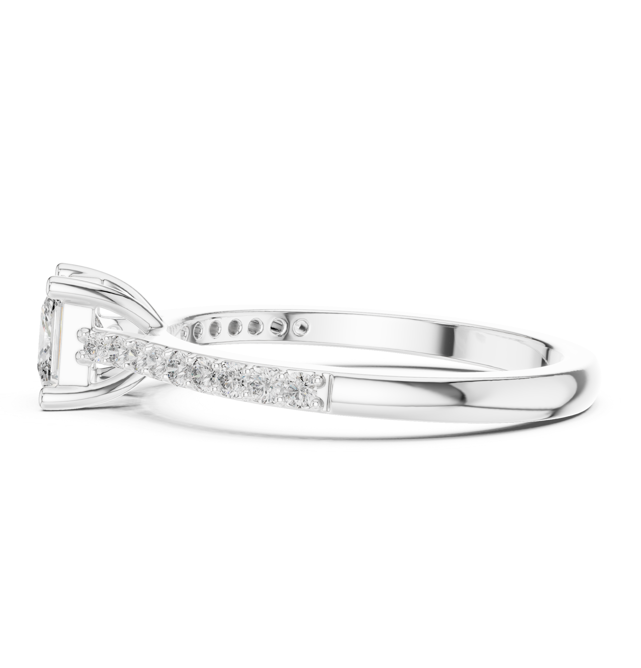 Princess Cut Diamond Engagement Ring with Pavé Band