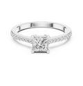 Princess Cut Diamond Engagement Ring with Pavé Band