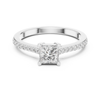 Princess Cut Diamond Engagement Ring with Pavé Band