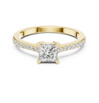 Princess Cut Diamond Engagement Ring with Pavé Band