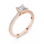Princess Cut Diamond Engagement Ring with Pavé Band