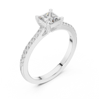 Princess Cut Diamond Engagement Ring with Pavé Band