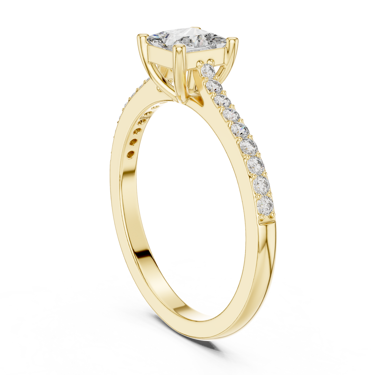 Princess Cut Diamond Engagement Ring with Pavé Band – view 10 of 12, lab grown diamond band | Jewelix Atelier