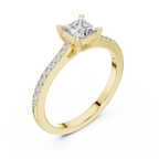 Princess Cut Diamond Engagement Ring with Pavé Band
