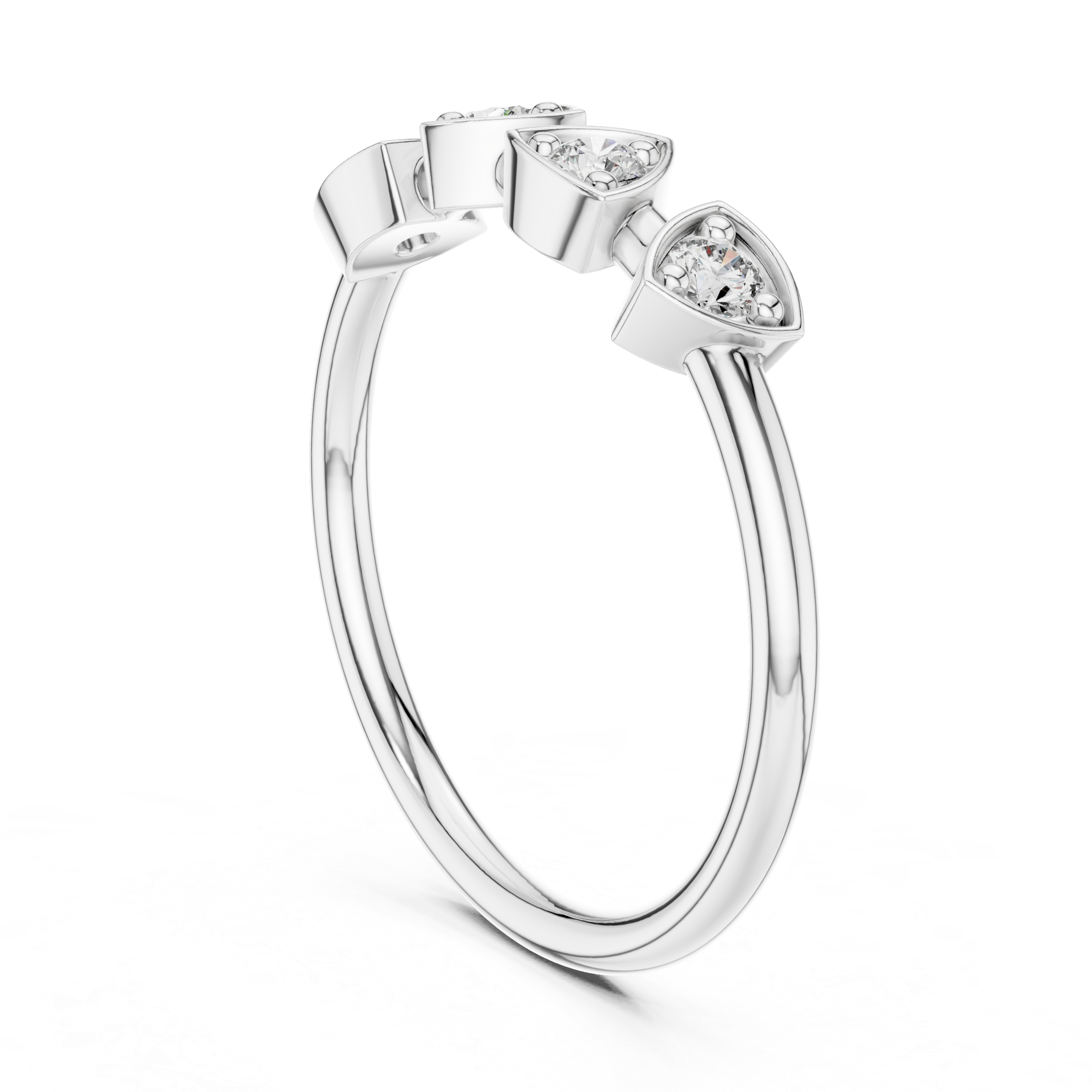 Four Stone Diamond Promise Ring in Sterling Silver
