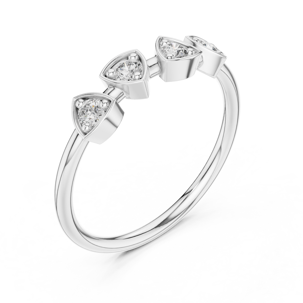 Four Stone Diamond Promise Ring in Sterling Silver