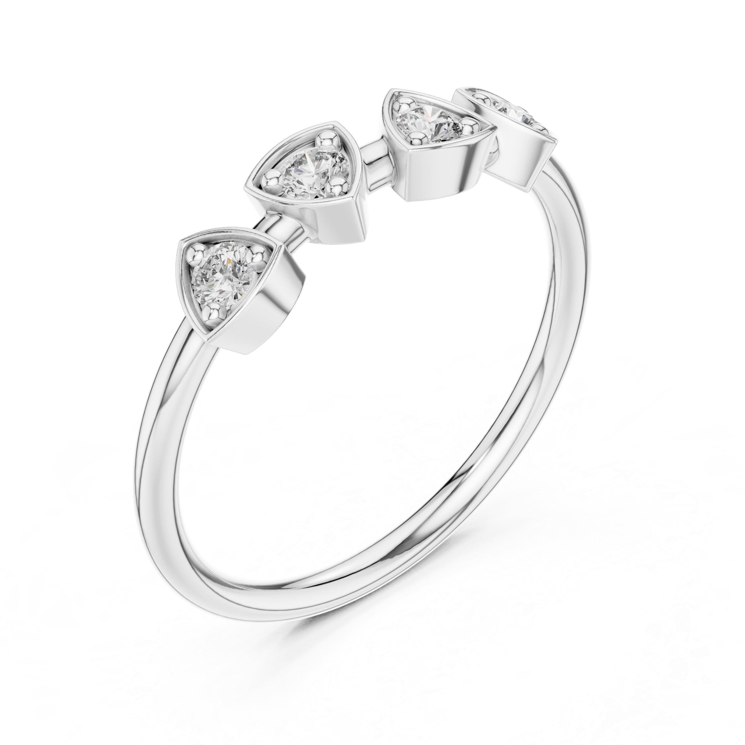 Four Stone Diamond Promise Ring in Sterling Silver