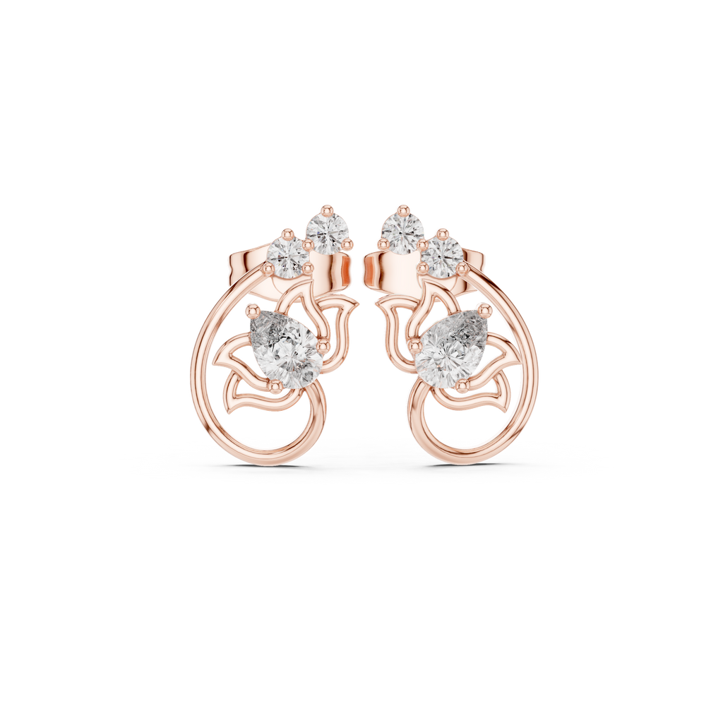 Pear Diamond Nature-Inspired Stud Earrings