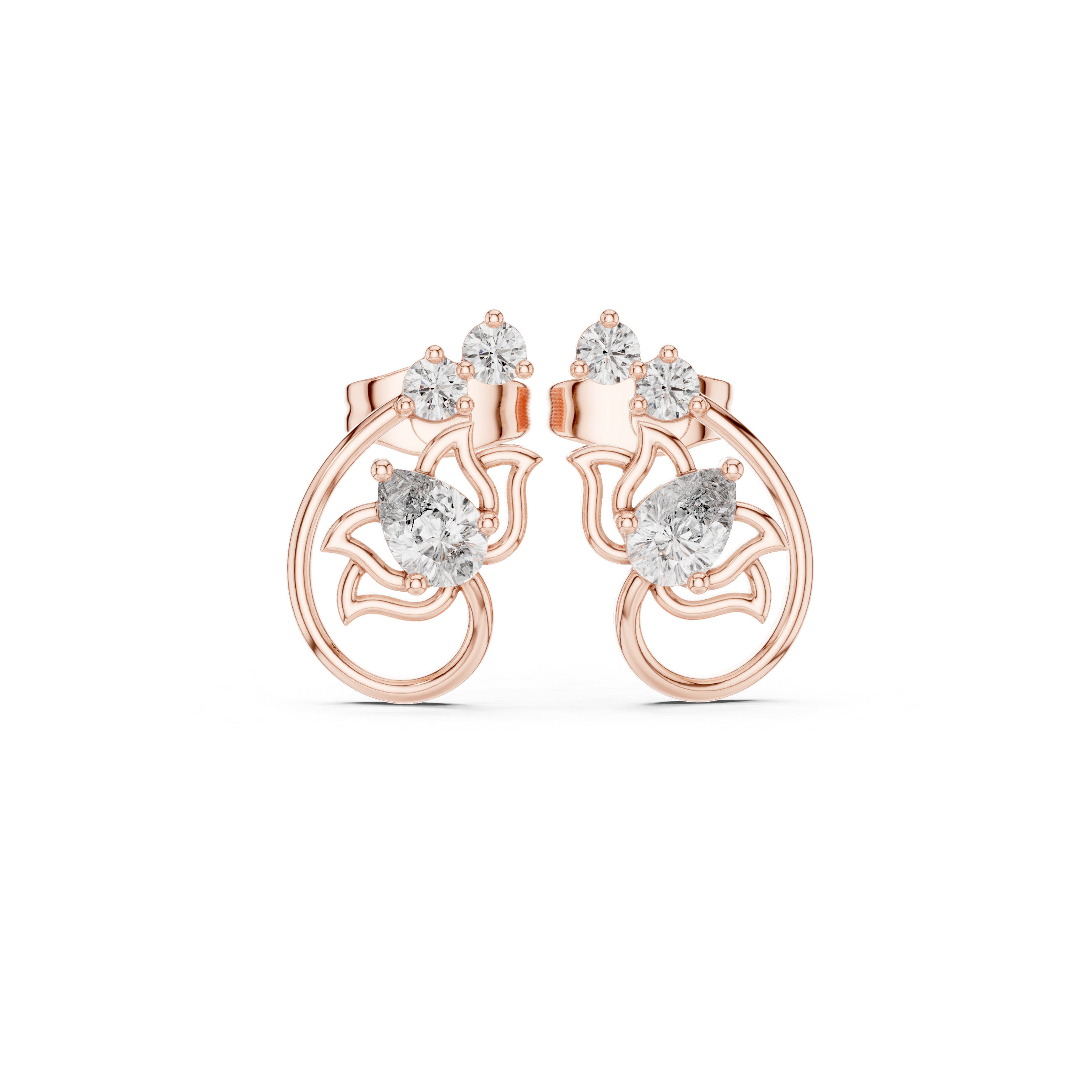 Pear Diamond Nature-Inspired Stud Earrings