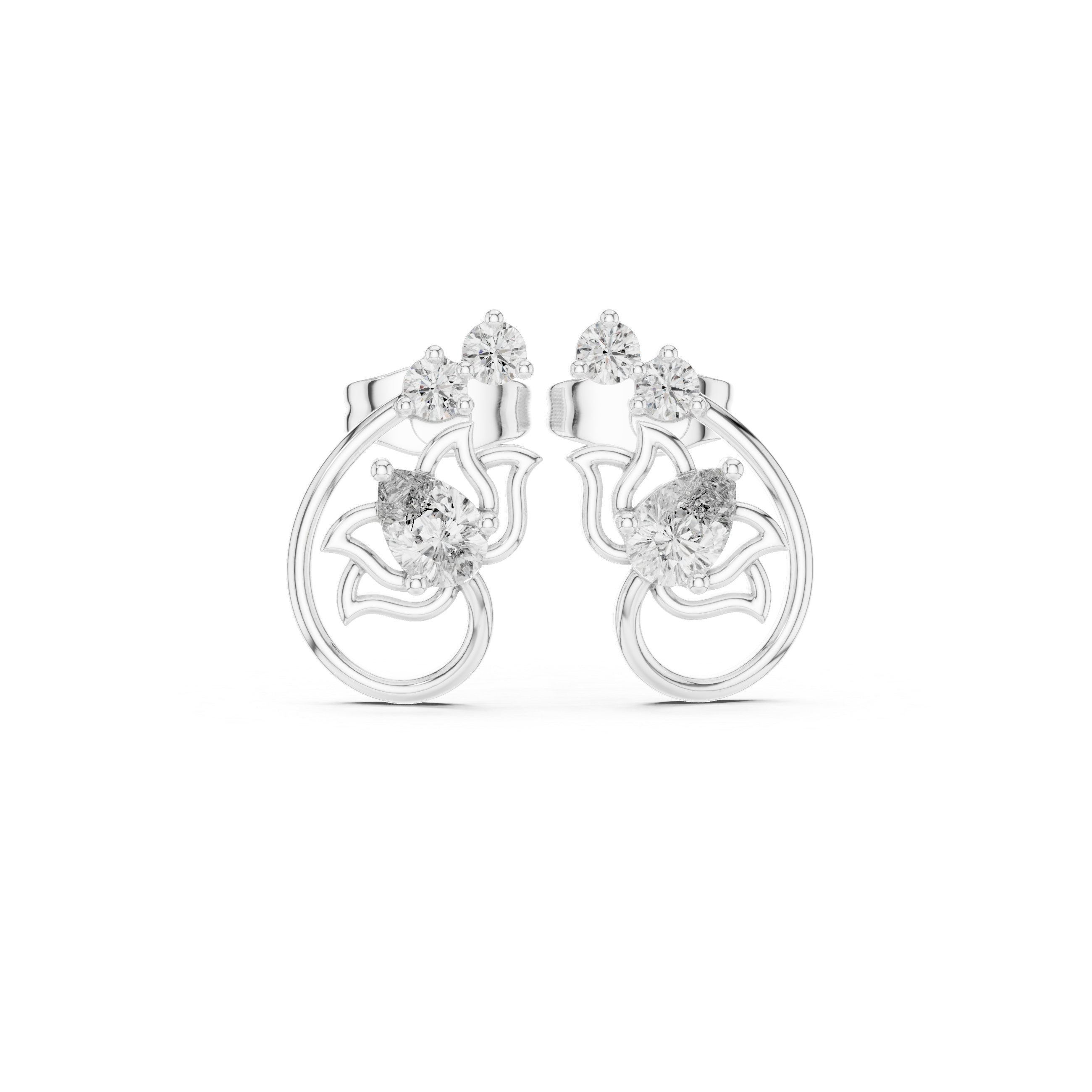 Pear Diamond Nature-Inspired Stud Earrings