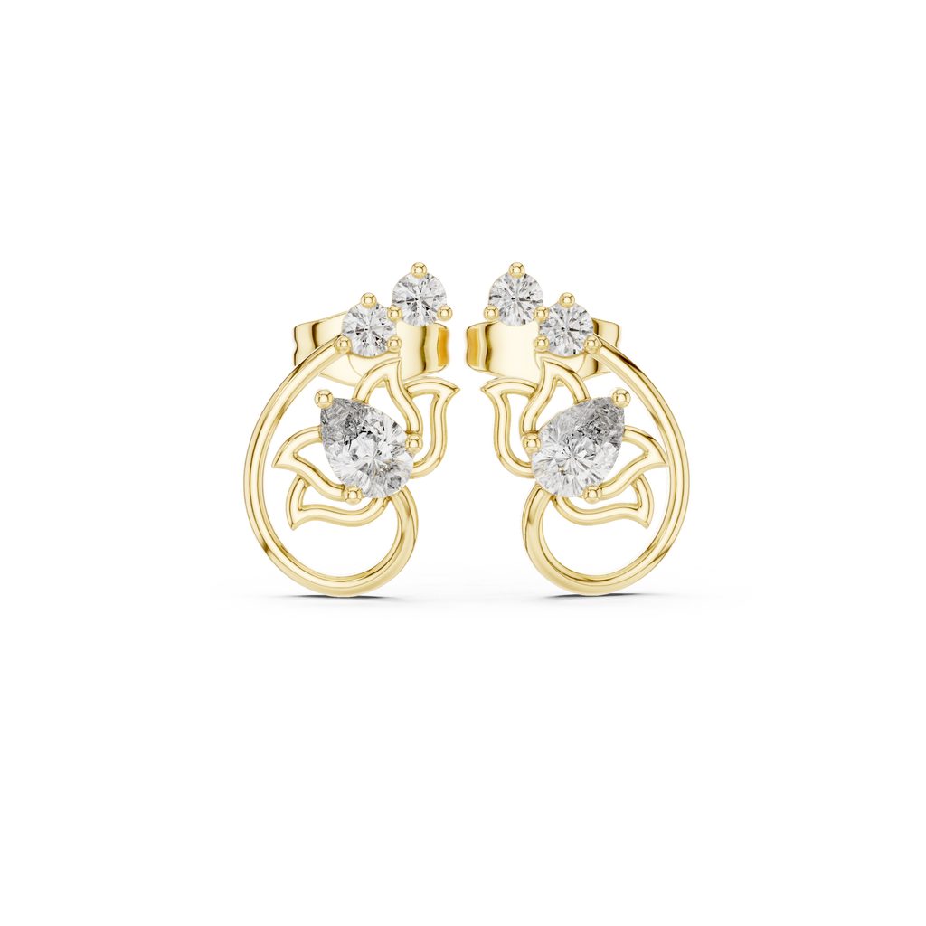 Pear Diamond Nature-Inspired Stud Earrings