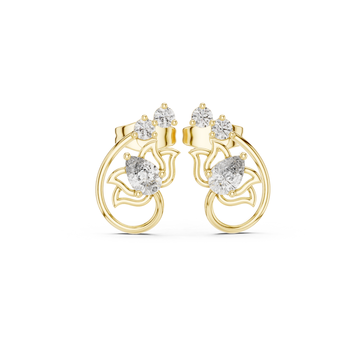 Pear Diamond Nature-Inspired Stud Earrings, additional photo — Jewelix Atelier
