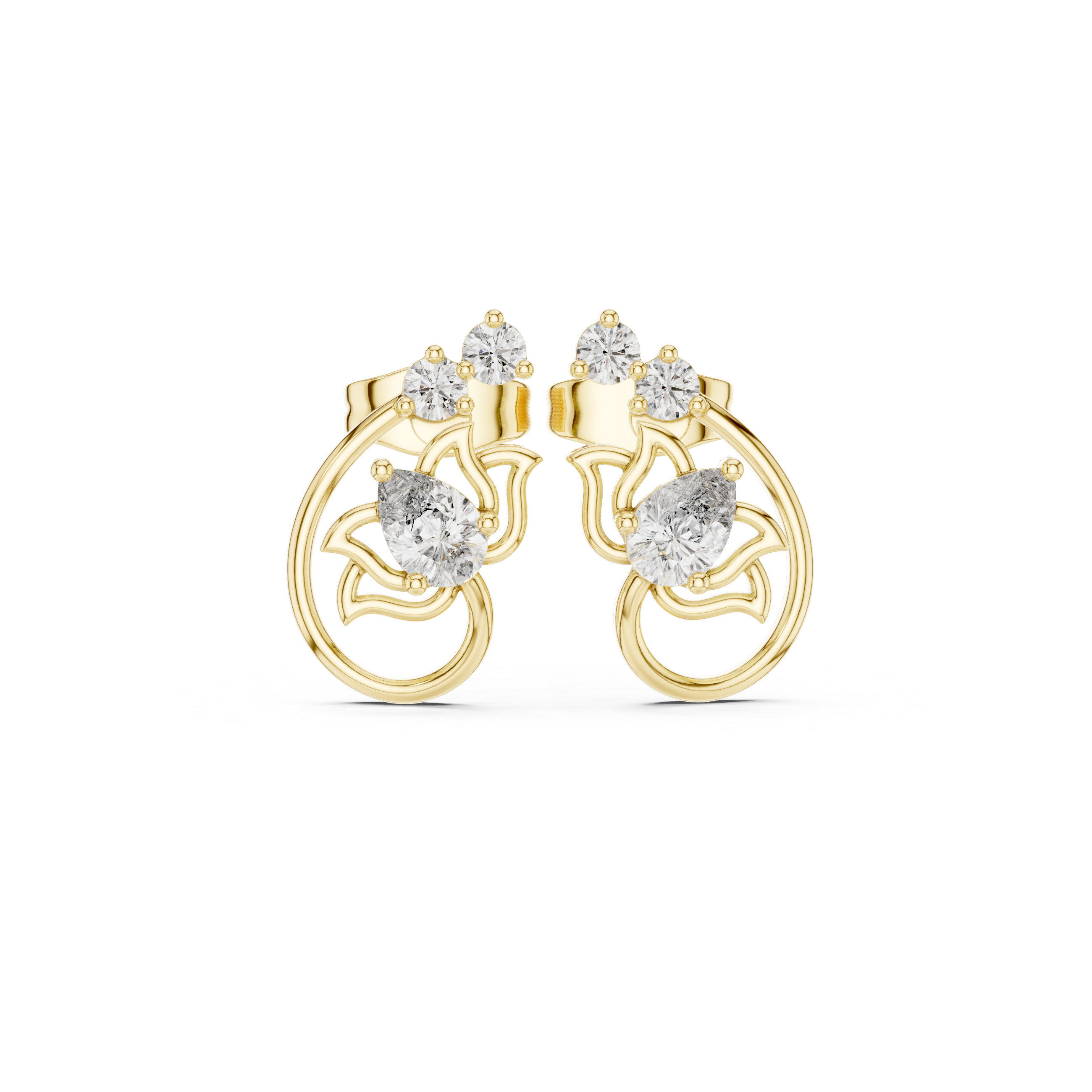 Pear Diamond Nature-Inspired Stud Earrings