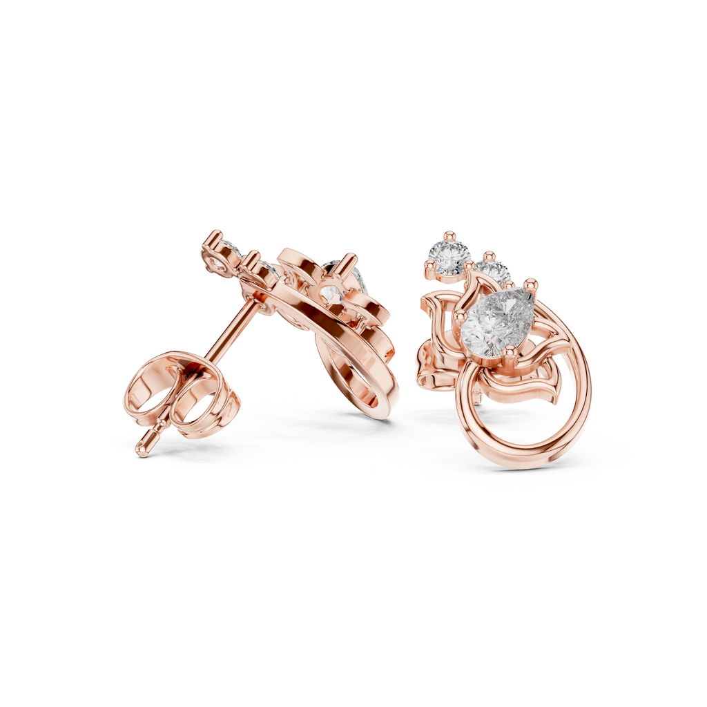 Pear Diamond Nature-Inspired Stud Earrings