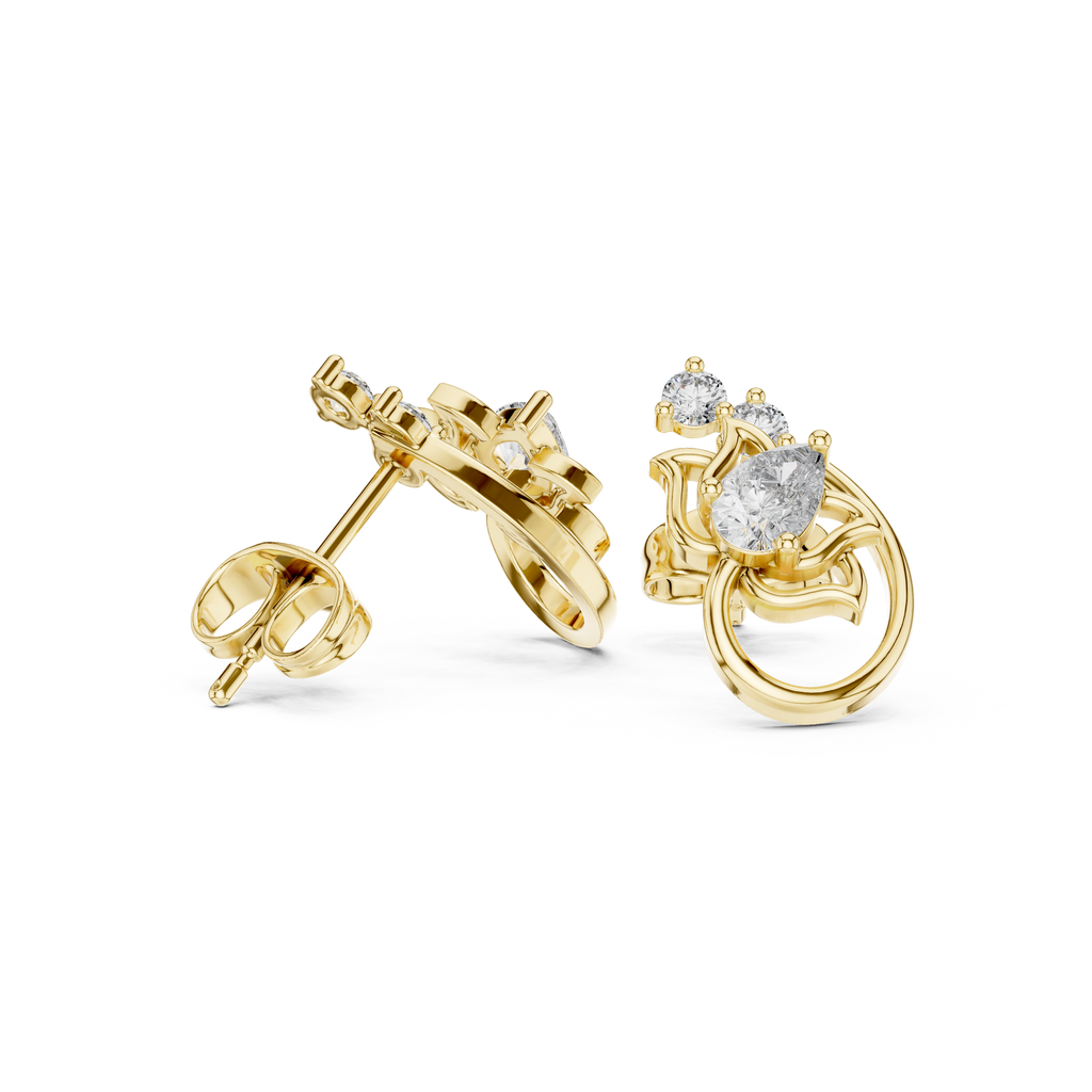 Pear Diamond Nature-Inspired Stud Earrings
