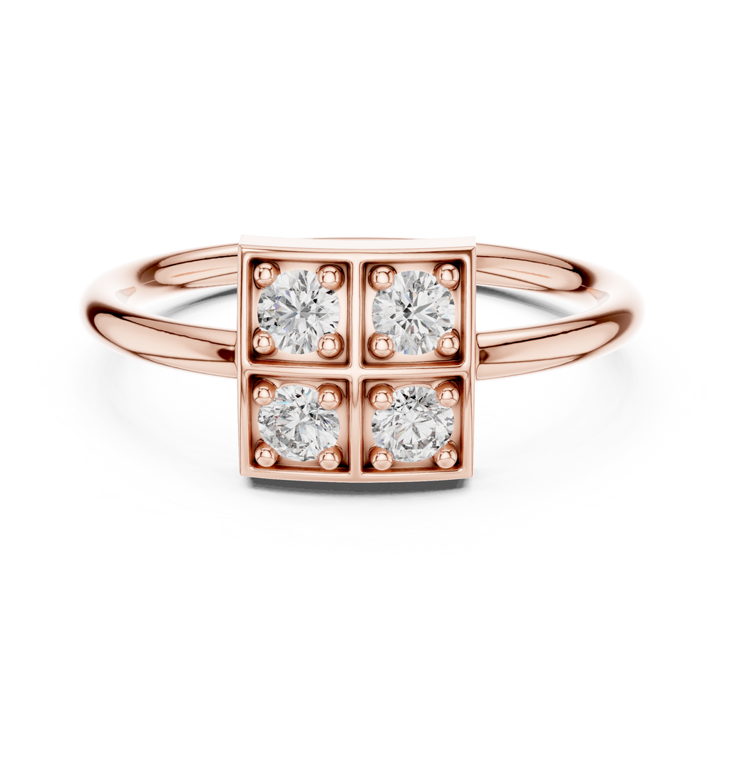 Four Stone Diamond Cluster Ring in Sterling Silver