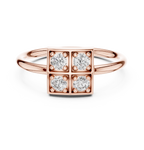 Four Stone Diamond Cluster Ring in Sterling Silver