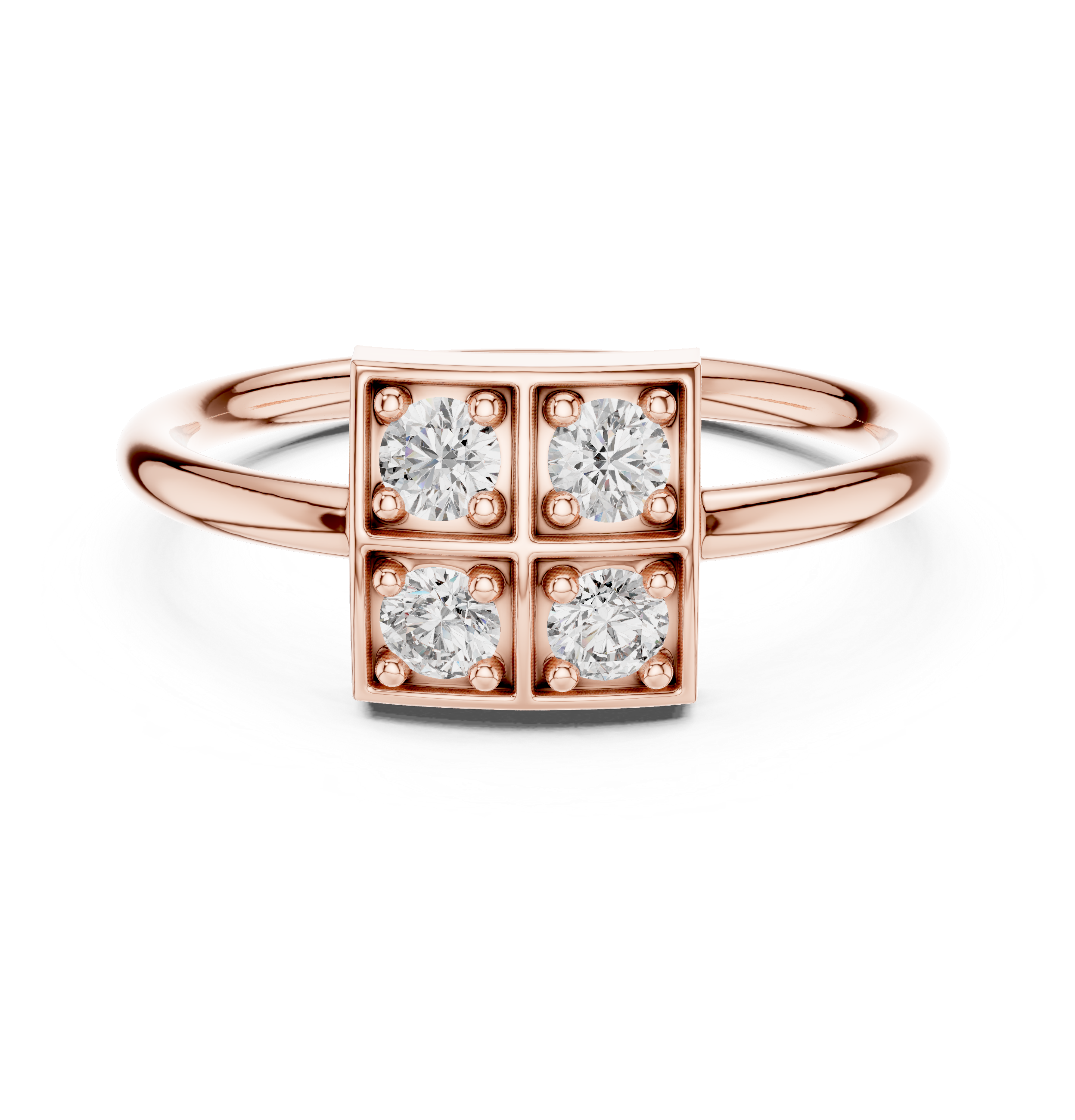 Four Stone Diamond Cluster Ring in Sterling Silver