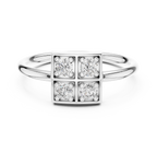 Four Stone Diamond Cluster Ring in Sterling Silver